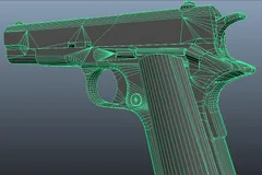Colt M1911 low poly wireframe
